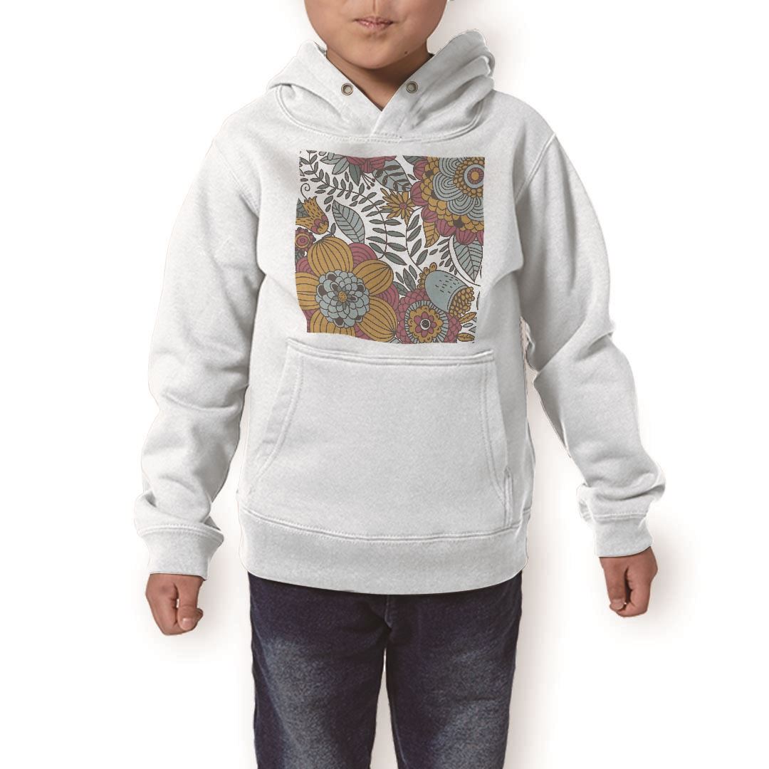 パーカー キッズ ホワイト グレー ブラック デザイン 110 130 150 parker hooded sweatshirt フーディ 白　黒　灰色 子供 男の子 女の子 000730 花　リーフ(4)