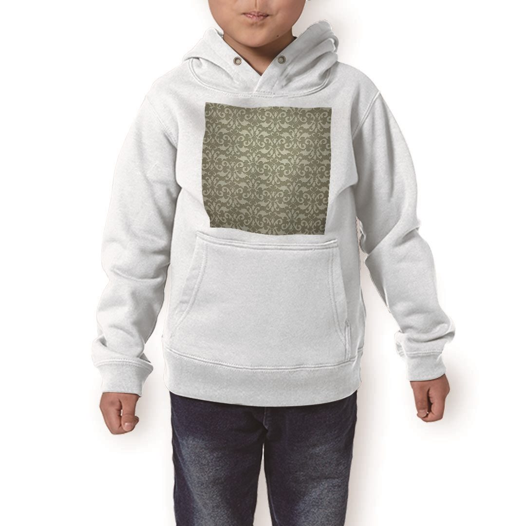 パーカー キッズ ホワイト グレー ブラック デザイン 110 130 150 parker hooded sweatshirt フーディ 白　黒　灰色 子供 男の子 女の子 000777 ダマスク　模様(4)
