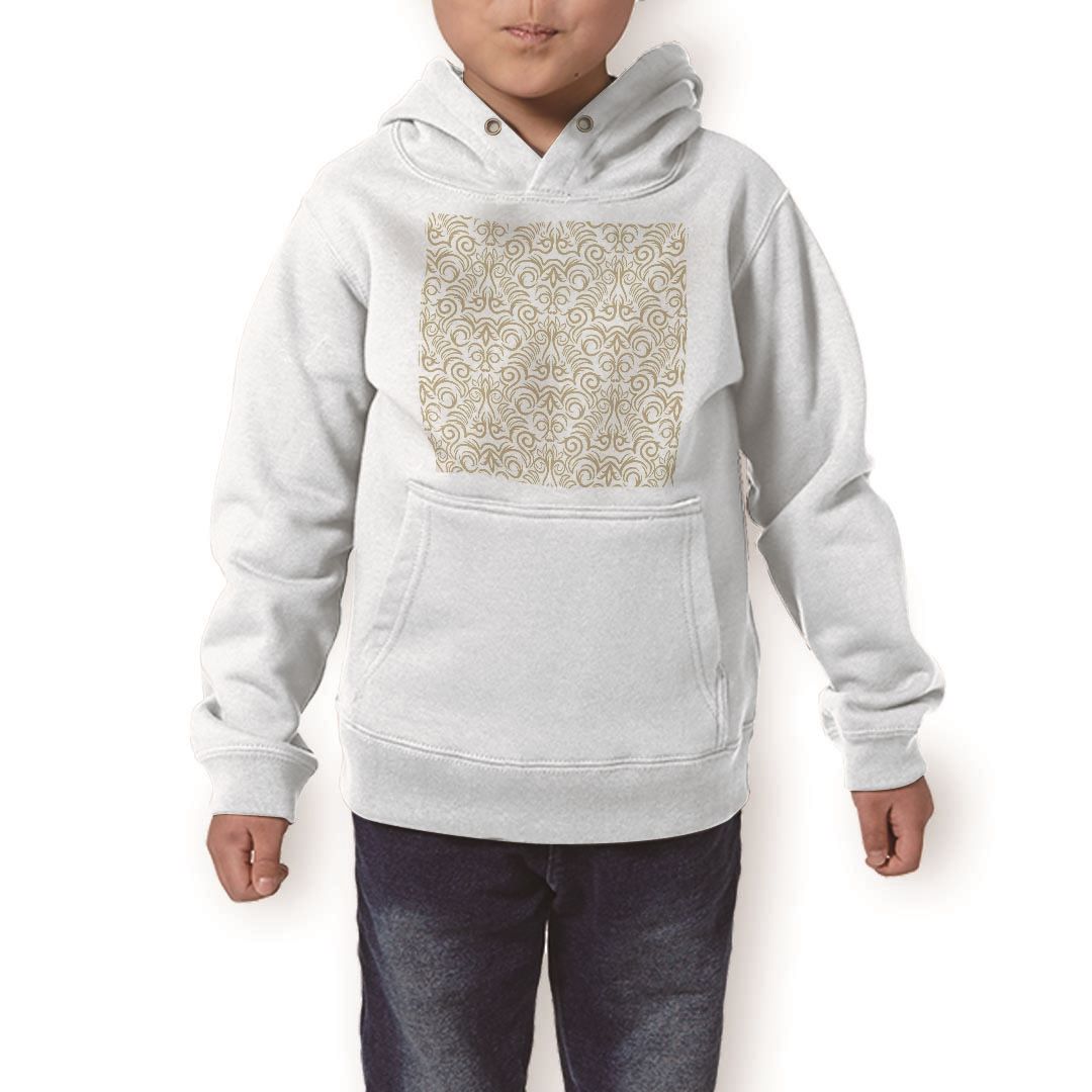 パーカー キッズ ホワイト グレー ブラック デザイン 110 130 150 parker hooded sweatshirt フーディ 白 黒 灰色 子供 男の子 女の子 000782 ダマスク 模様