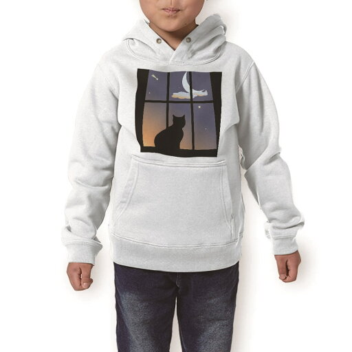 パーカー キッズ ホワイト グレー ブラック デザイン 110 130 150 parker hooded sweatshirt フーディ 白 黒 灰色 子供 男の子 女の子 001048 猫 三日月 パーカー キッズ ホワイト グレー ブラック デザイン 110 130 150 parker hooded sweatshirt フーディ 白 黒 灰色 子供 男の子 女の子 001048 猫 三日月