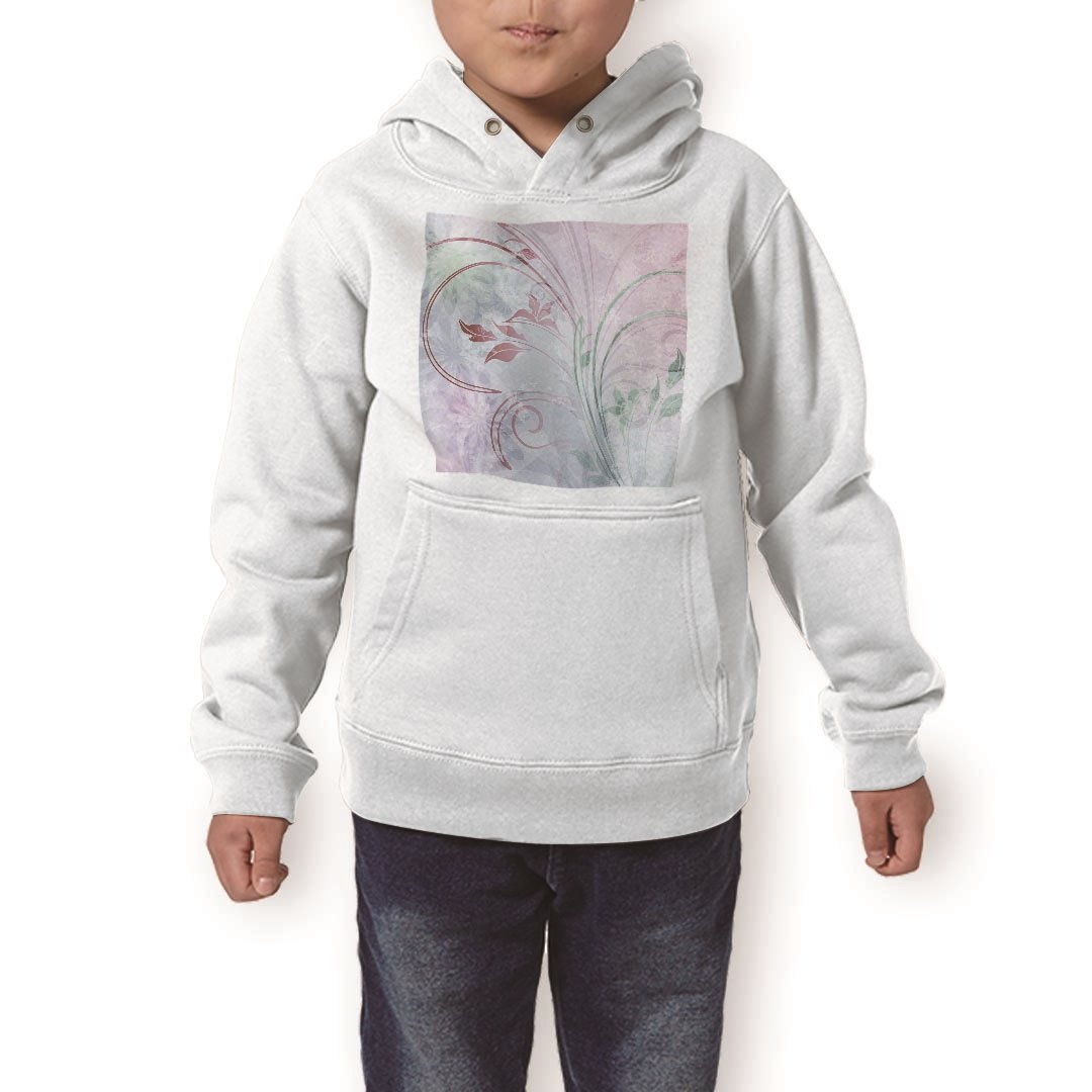 パーカー キッズ ホワイト グレー ブラック デザイン 110 130 150 parker hooded sweatshirt フーディ 白　黒　灰色 子供 男の子 女の子 001319 花　植物