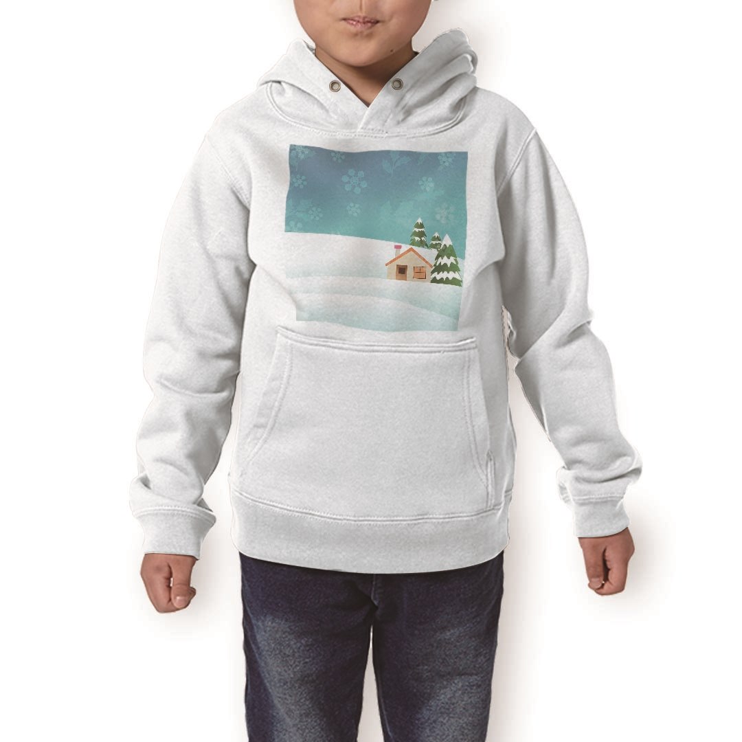 パーカー キッズ ホワイト グレー ブラック デザイン 110 130 150 parker hooded sweatshirt フーディ 白　黒　灰色 子供 男の子 女の子 001463 雪　冬　景色