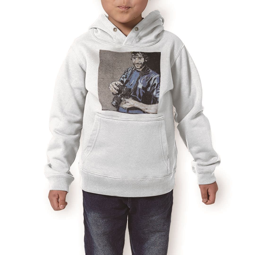パーカー キッズ ホワイト グレー ブラック デザイン 110 130 150 parker hooded sweatshirt フーディ 白　黒　灰色 子供 男の子 女の子 001529 壁画　カメラ