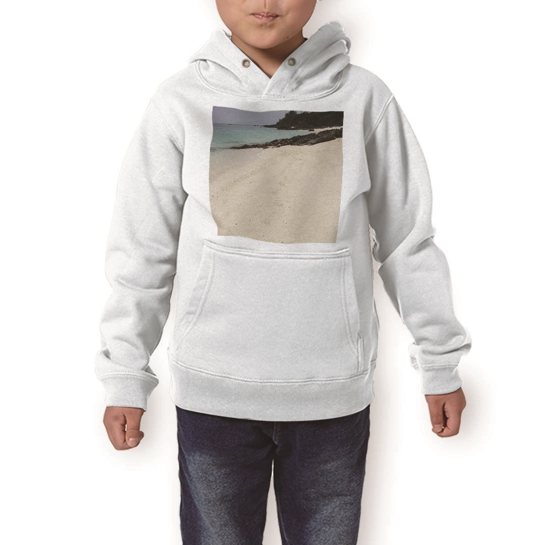 パーカー キッズ ホワイト グレー ブラック デザイン 110 130 150 parker hooded sweatshirt フーディ 白　黒　灰色 子供 男の子 女の子 001540 海　砂浜