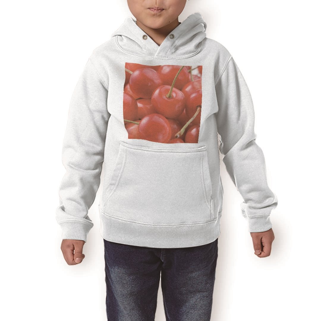 パーカー キッズ ホワイト グレー ブラック デザイン 110 130 150 parker hooded sweatshirt フーディ 白　黒　灰色 子供 男の子 女の子 001597 さくらんぼ　果実