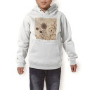 パーカー キッズ ホワイト グレー ブラック デザイン 110 130 150 parker hooded sweatshirt フーディ 白　黒　灰色 子供 男の子 女の子 001884 花　フラワー　レトロ