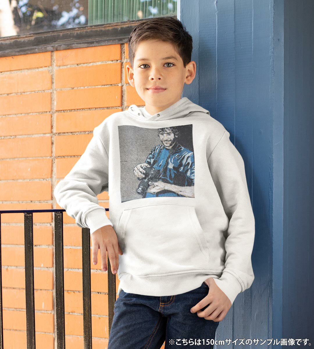 パーカー キッズ ホワイト グレー ブラック デザイン 110 130 150 parker hooded sweatshirt フーディ 白　黒　灰色 子供 男の子 女の子 001529 壁画　カメラ