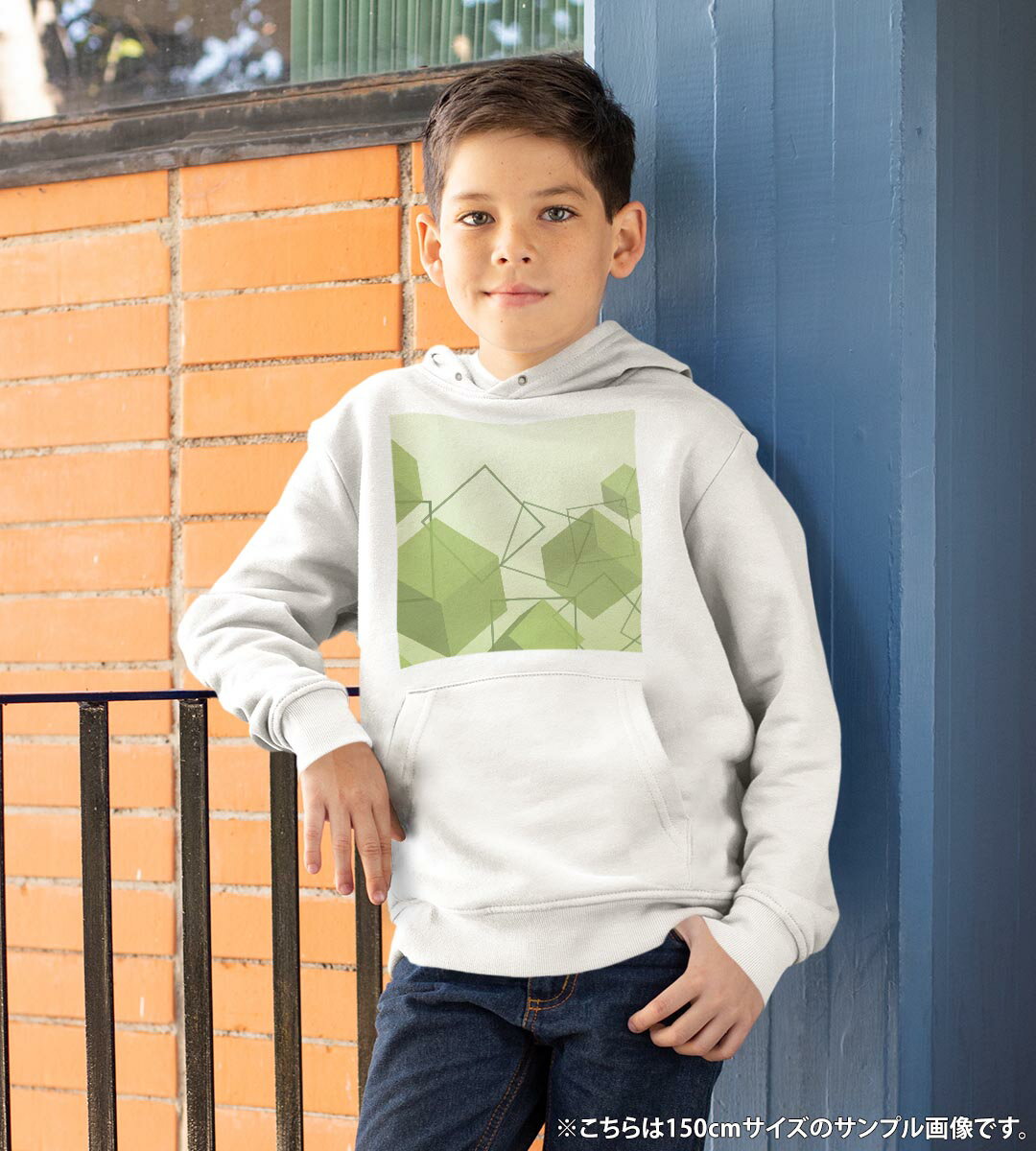 パーカー キッズ ホワイト グレー ブラック デザイン 110 130 150 parker hooded sweatshirt フーディ 白　黒　灰色 子供 男の子 女の子 001867 シンプル　模様　緑