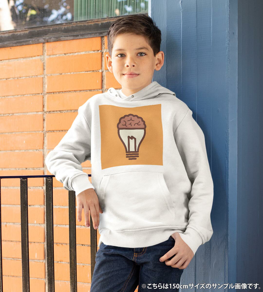 パーカー キッズ ホワイト グレー ブラック デザイン 110 130 150 parker hooded sweatshirt フーディ 白　黒　灰色 子供 男の子 女の子 003516 シンプル　イラスト　オレンジ