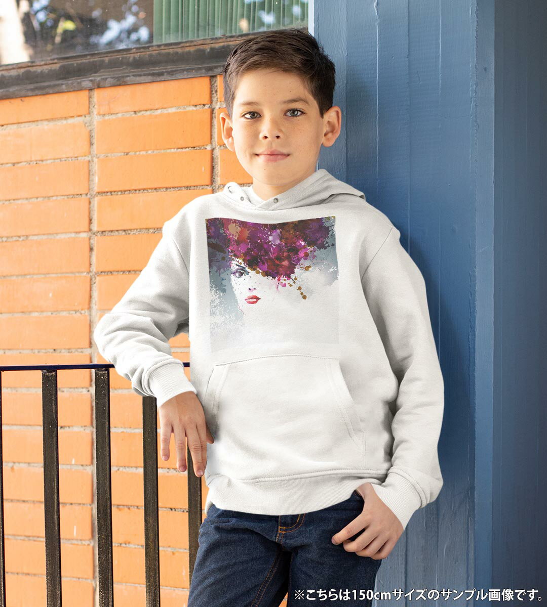 パーカー キッズ ホワイト グレー ブラック デザイン 110 130 150 parker hooded sweatshirt フーディ 白　黒　灰色 子供 男の子 女の子 004874 花　イラスト　シンプル