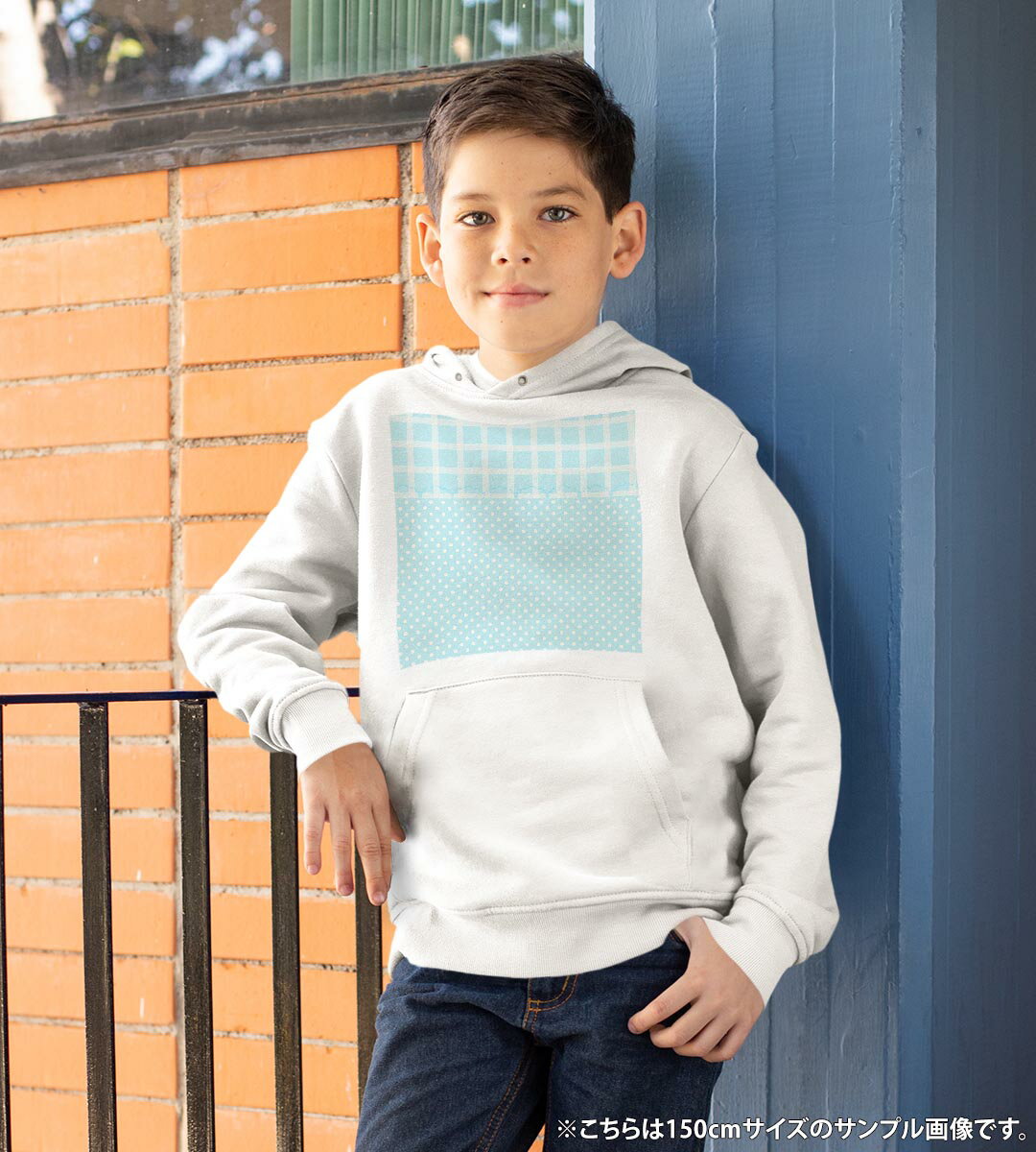 パーカー キッズ ホワイト グレー ブラック デザイン 110 130 150 parker hooded sweatshirt フーディ 白　黒　灰色 子供 男の子 女の子 005025 水玉　ドット　チェック　水色
