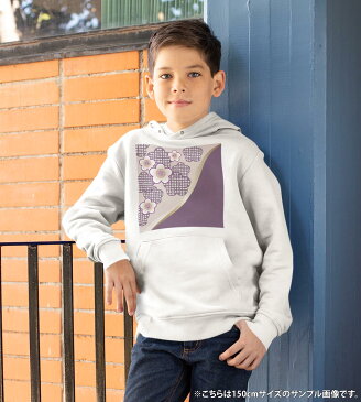 パーカー キッズ ホワイト グレー ブラック デザイン 110 130 150 parker hooded sweatshirt フーディ 白　黒　灰色 子供 男の子 女の子 005248 和風　和柄　紫　花