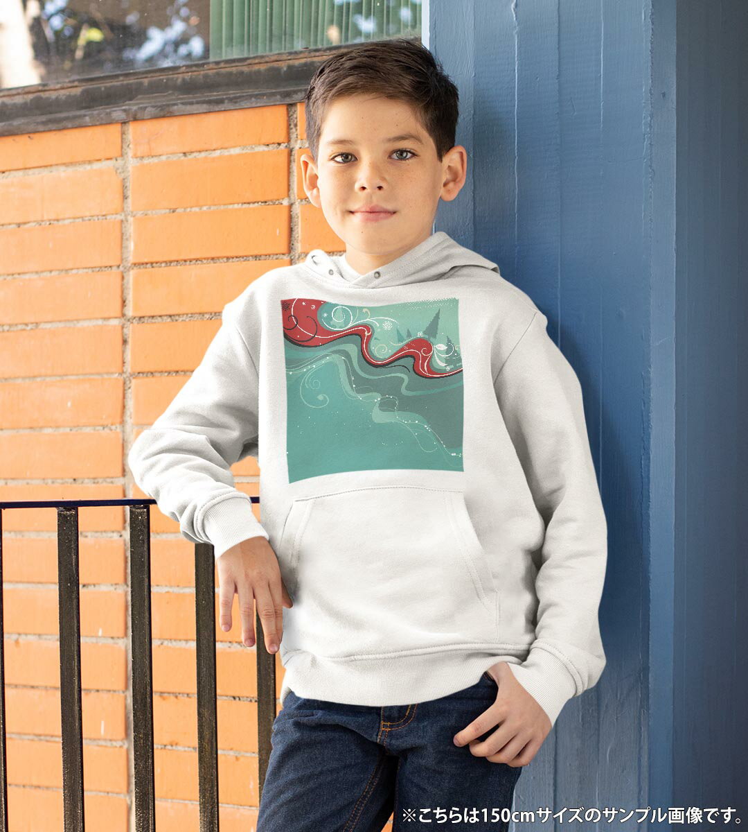パーカー キッズ ホワイト グレー ブラック デザイン 110 130 150 parker hooded sweatshirt フーディ 白　黒　灰色 子供 男の子 女の子 005818 雪　冬　模様