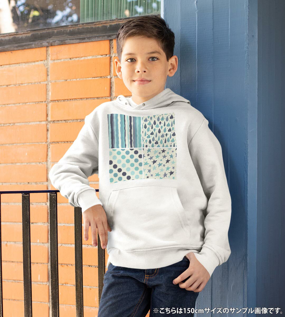 パーカー キッズ ホワイト グレー ブラック デザイン 110 130 150 parker hooded sweatshirt フーディ 白 黒 灰色 子供 男の子 女の子 006748 青 ブルー 模様