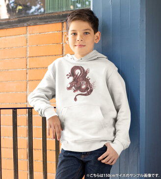 パーカー キッズ ホワイト グレー ブラック デザイン 110 130 150 parker hooded sweatshirt フーディ 白　黒　灰色 子供 男の子 女の子 008347 和柄　和風　赤　レッド　龍