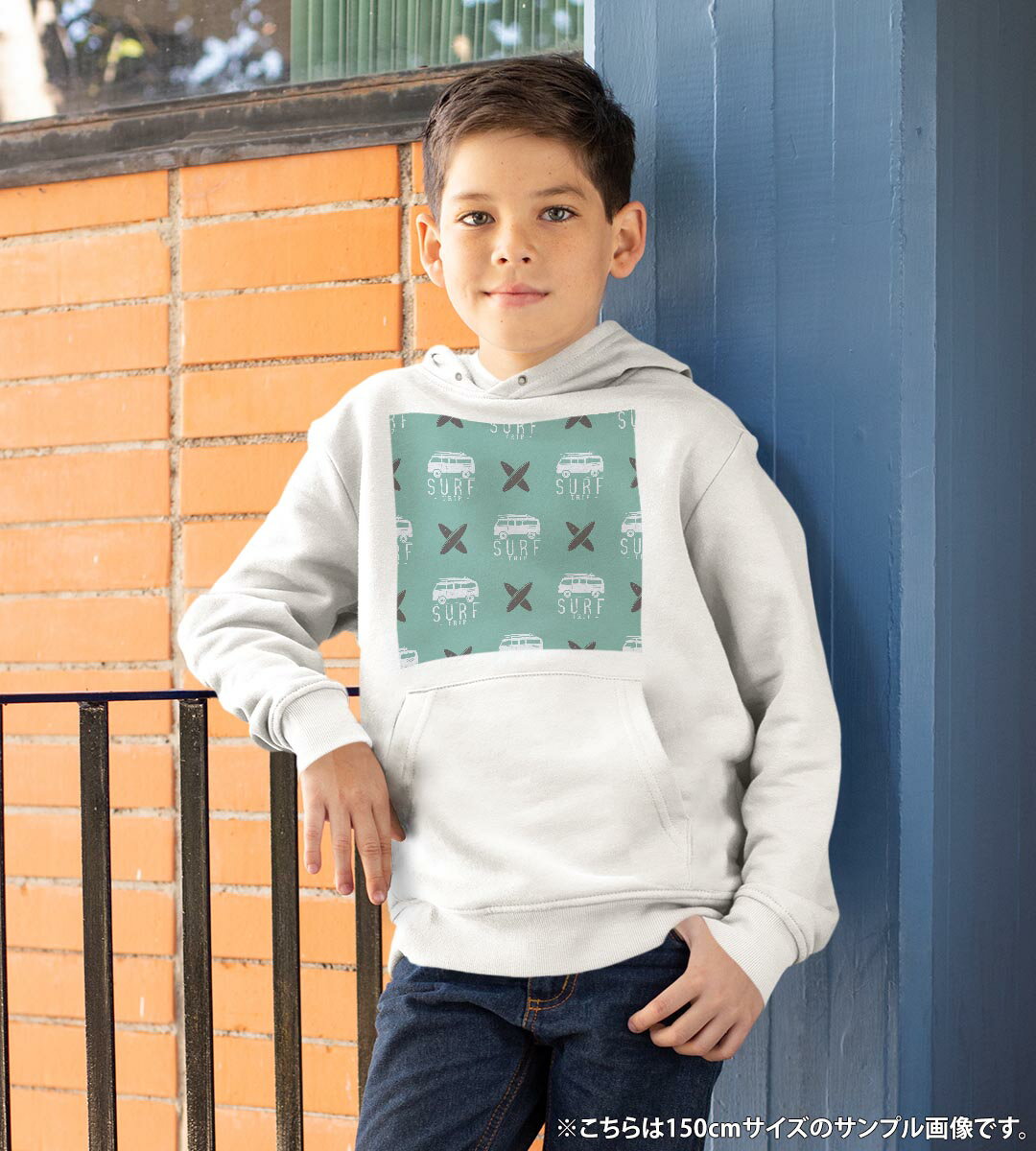 パーカー キッズ ホワイト グレー ブラック デザイン 110 130 150 parker hooded sweatshirt フーディ 白　黒　灰色 子供 男の子 女の子 012473 サーフ　車　英語