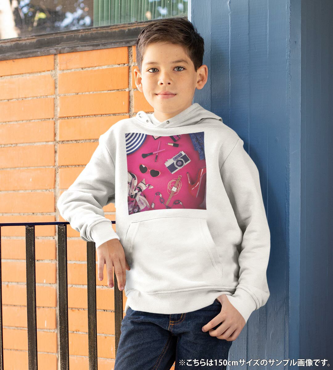 パーカー キッズ ホワイト グレー ブラック デザイン 110 130 150 parker hooded sweatshirt フーディ 白　黒　灰色 子供 男の子 女の子 014657 ファッション　おしゃれ　カメラ