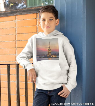 パーカー キッズ ホワイト グレー ブラック デザイン 110 130 150 parker hooded sweatshirt フーディ 白　黒　灰色 子供 男の子 女の子 014908 景色　夜景　建物