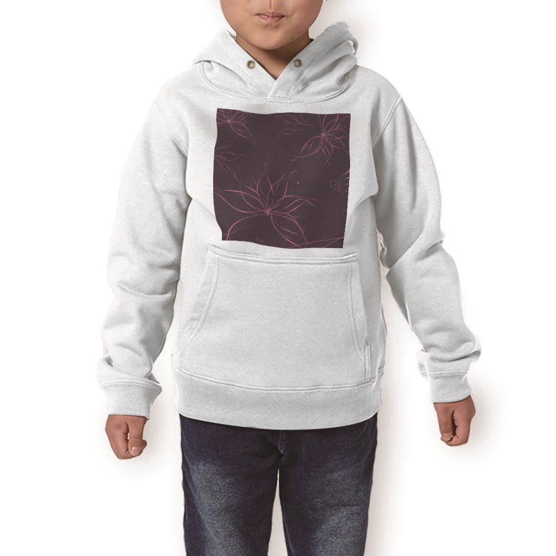 パーカー キッズ ホワイト グレー ブラック デザイン 110 130 150 parker hooded sweatshirt フーディ 白　黒　灰色 子供 男の子 女の子 002247 花　イラスト　紫