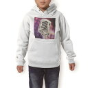 パーカー キッズ ホワイト グレー ブラック デザイン 110 130 150 parker hooded sweatshirt フーディ 白　黒　灰色 子供 男の子 女の子 002505 音楽　マイク