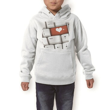 パーカー キッズ ホワイト グレー ブラック デザイン 110 130 150 parker hooded sweatshirt フーディ 白　黒　灰色 子供 男の子 女の子 002518 ハート　キーボード