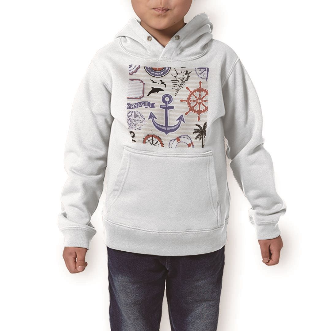 パーカー キッズ ホワイト グレー ブラック デザイン 110 130 150 parker hooded sweatshirt フーディ 白　黒　灰色 子供 男の子 女の子 002906 海　マリン　夏