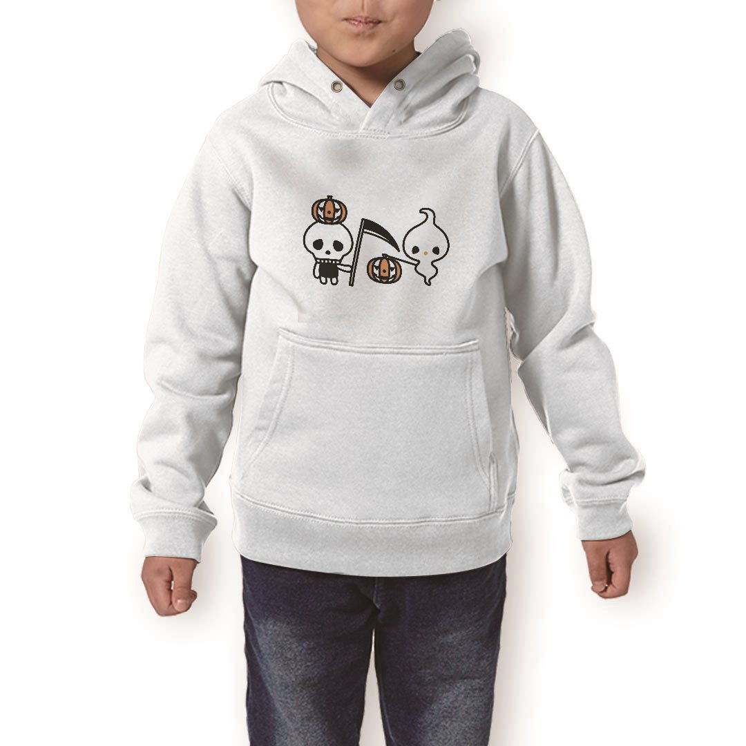 パーカー キッズ ホワイト グレー ブラック デザイン 110 130 150 parker hooded sweatshirt フーディ 白 黒 灰色 子供 男の子 女の子 003310 ハロウィン キャラクター