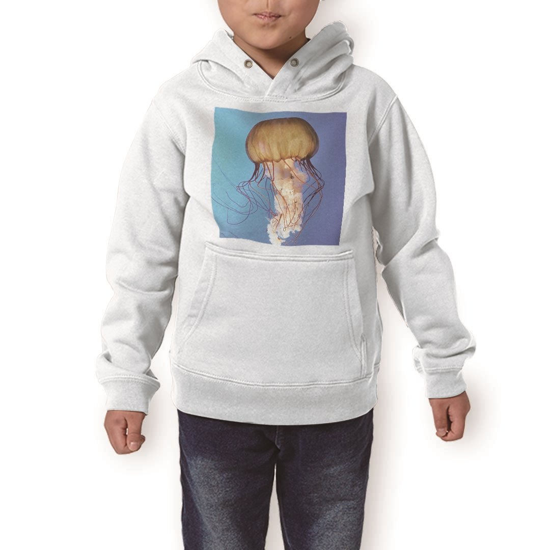 パーカー キッズ ホワイト グレー ブラック デザイン 110 130 150 parker hooded sweatshirt フーディ 白　黒　灰色 子供 男の子 女の子 003338 くらげ　海　写真