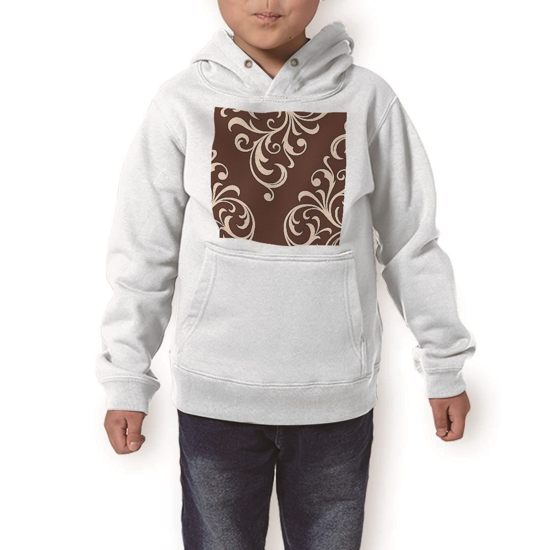 パーカー キッズ ホワイト グレー ブラック デザイン 110 130 150 parker hooded sweatshirt フーディ 白　黒　灰色 子供 男の子 女の子 004169 模様　エレガント　ブラウン