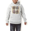 パーカー キッズ ホワイト グレー ブラック デザイン 110 130 150 parker hooded sweatshirt フーディ 白 黒 灰色 子供 男の子 女の子 004518 ドクロ 骸骨 模様(4)