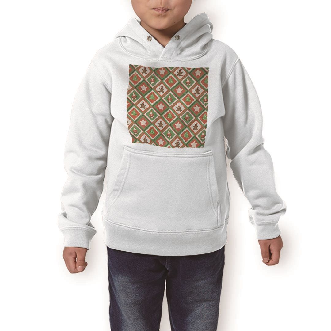 パーカー キッズ ホワイト グレー ブラック デザイン 110 130 150 parker hooded sweatshirt フーディ 白　黒　灰色 子供 男の子 女の子 004884 クリスマス　模様　サンタ