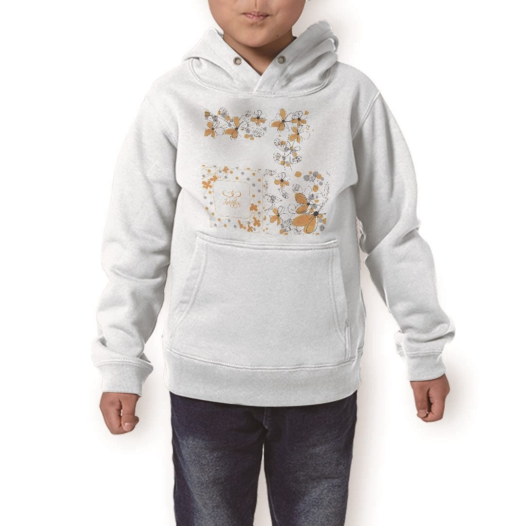 パーカー キッズ ホワイト グレー ブラック デザイン 110 130 150 parker hooded sweatshirt フーディ 白　黒　灰色 子供 男の子 女の子 005076 花　オレンジ　イラスト