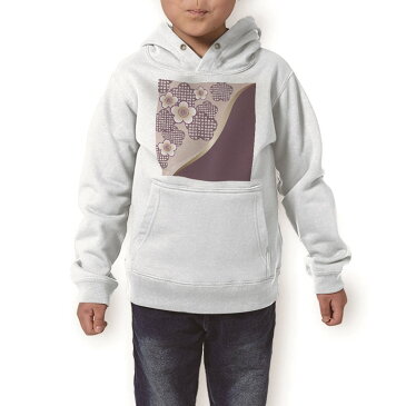 パーカー キッズ ホワイト グレー ブラック デザイン 110 130 150 parker hooded sweatshirt フーディ 白　黒　灰色 子供 男の子 女の子 005248 和風　和柄　紫　花