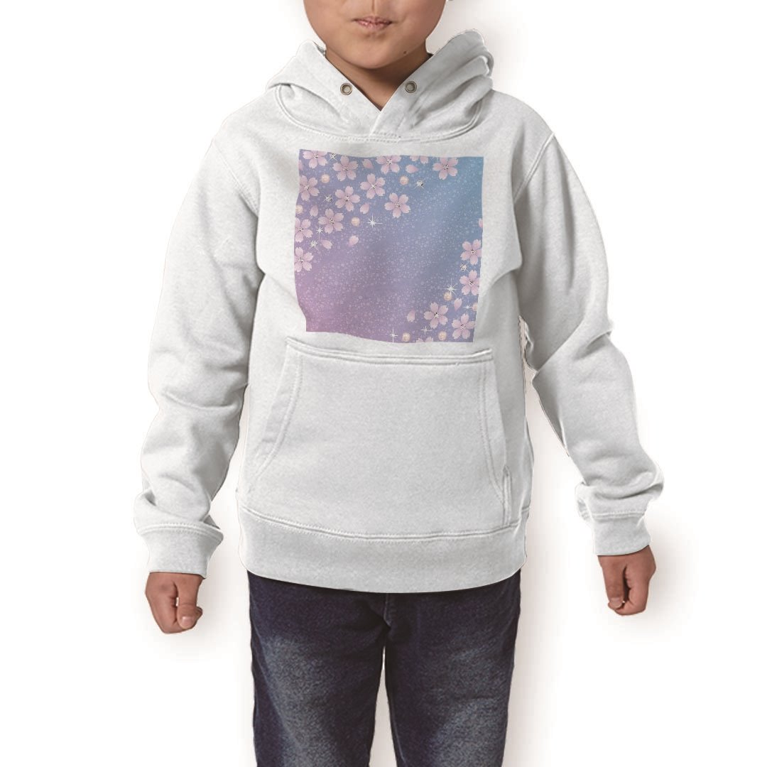 楽天kabeコレパーカー キッズ ホワイト グレー ブラック デザイン 110 130 150 parker hooded sweatshirt フーディ 白　黒　灰色 子供 男の子 女の子 005359 桜　花　キラキラ