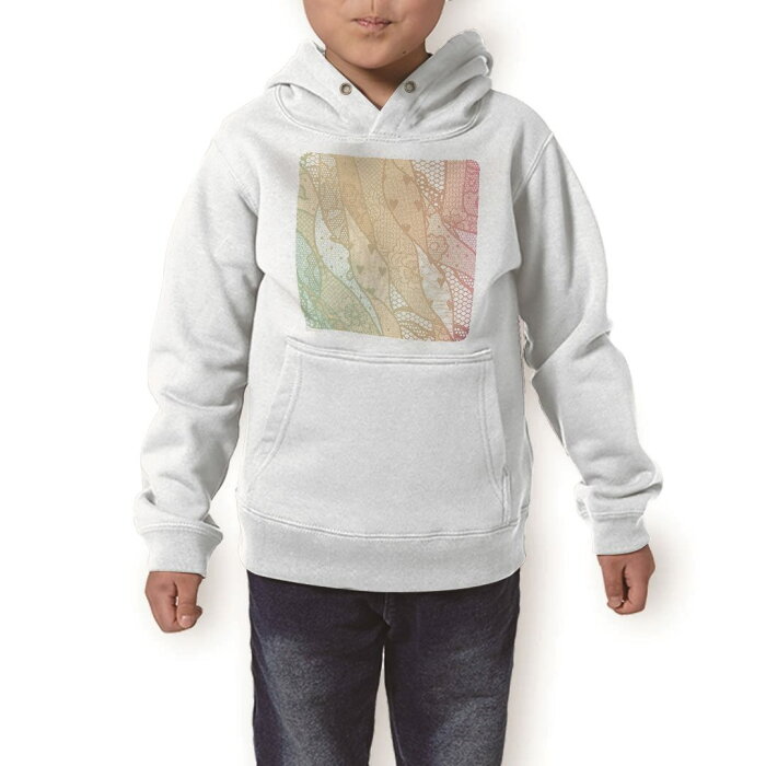 パーカー キッズ ホワイト グレー ブラック デザイン 110 130 150 parker hooded sweatshirt フーディ 白　黒　灰色 子供 男の子 女の子 005550 レース　模様