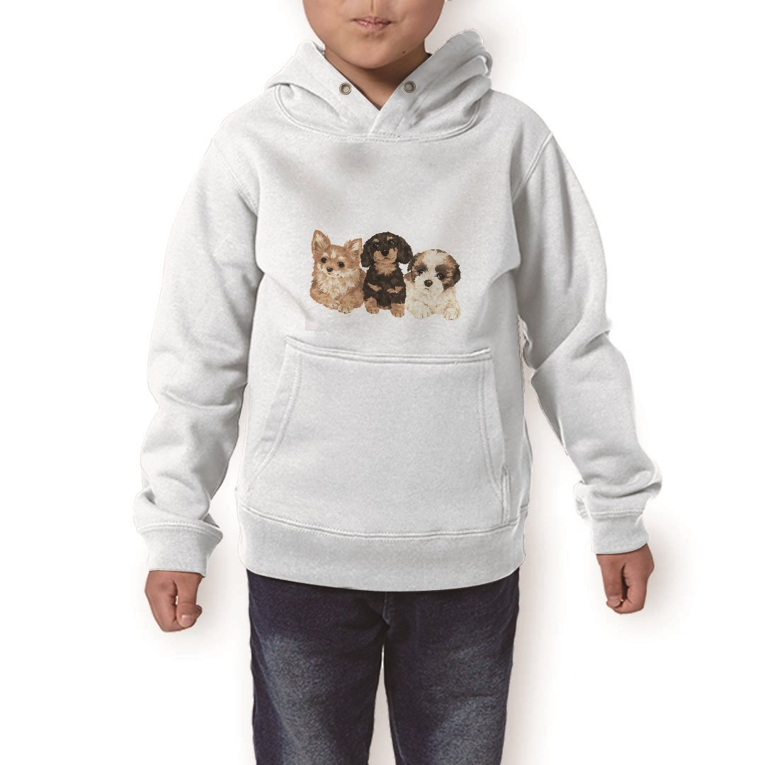 パーカー キッズ ホワイト グレー ブラック デザイン 110 130 150 parker hooded sweatshirt フーディ 白　黒　灰色 子供 男の子 女の子 005734 犬　動物　イラスト