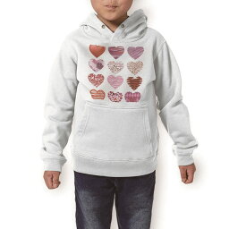 パーカー キッズ ホワイト グレー ブラック デザイン 110 130 150 parker hooded sweatshirt フーディ 白　黒　灰色 子供 男の子 女の子 005748 ハート　模様　ピンク