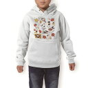 パーカー キッズ ホワイト グレー ブラック デザイン 110 130 150 parker hooded sweatshirt フーディ 白　黒　灰色 子供 男の子 女の子 005756 イラスト　キッチン