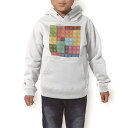 パーカー キッズ ホワイト グレー ブラック デザイン 110 130 150 parker hooded sweatshirt フーディ 白　黒　灰色 子供 男の子 女の子 005799 レゴ　ブロック　カラフル