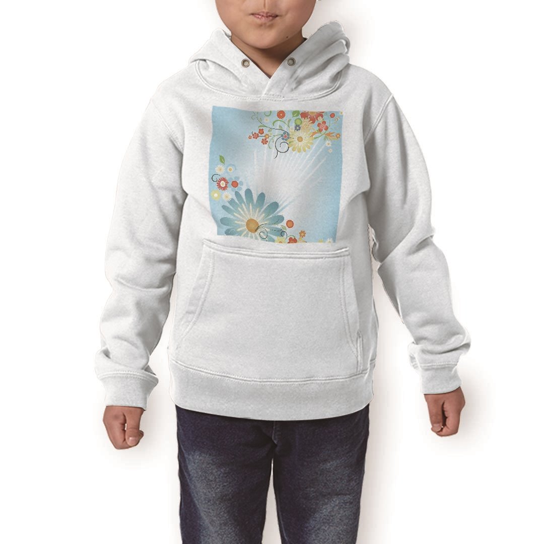 パーカー キッズ ホワイト グレー ブラック デザイン 110 130 150 parker hooded sweatshirt フーディ 白 黒 灰色 子供 男の子 女の子 005817 花 フラワー 水色