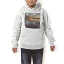 パーカー キッズ ホワイト グレー ブラック デザイン 110 130 150 parker hooded sweatshirt フーディ 白　黒　灰色 子供 男の子 女の子 006348 写真　海　空　夕日