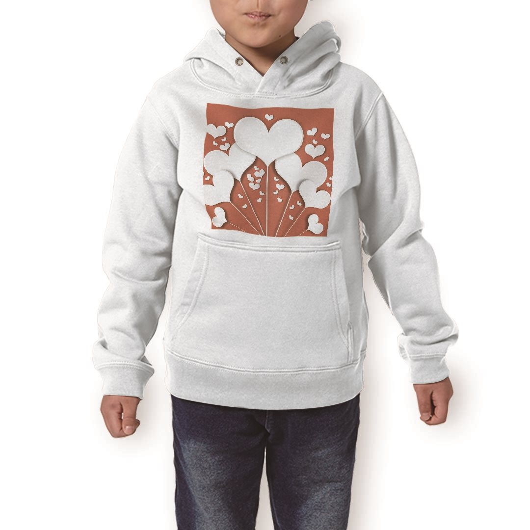 パーカー キッズ ホワイト グレー ブラック デザイン 110 130 150 parker hooded sweatshirt フーディ 白　黒　灰色 子供 男の子 女の子 006349 ハート　赤　レッド