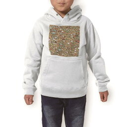 パーカー キッズ ホワイト グレー ブラック デザイン 110 130 150 parker hooded sweatshirt フーディ 白　黒　灰色 子供 男の子 女の子 006815 イラスト　模様