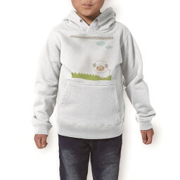 パーカー キッズ ホワイト グレー ブラック デザイン 110 130 150 parker hooded sweatshirt フーディ 白　黒　灰色 子供 男の子 女の子 006831 ひつじ　キャラクター