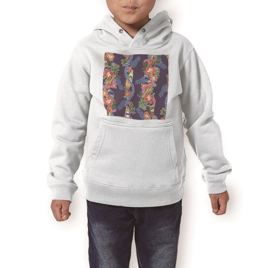 パーカー キッズ ホワイト グレー ブラック デザイン 110 130 150 parker hooded sweatshirt フーディ 白 黒 灰色 子供 男の子 女の子 006872 花 フラワー ハワイ