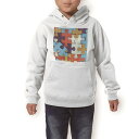 パーカー キッズ ホワイト グレー ブラック デザイン 110 130 150 parker hooded sweatshirt フーディ 白　黒　灰色 子供 男の子 女の子 006902 パズル　カラフル