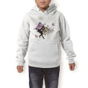 パーカー キッズ ホワイト グレー ブラック デザイン 110 130 150 parker hooded sweatshirt フーディ 白　黒　灰色 子供 男の子 女の子 007221 蝶　人物　カラフル