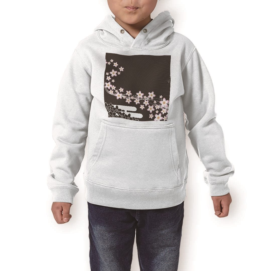 パーカー キッズ ホワイト グレー ブラック デザイン 110 130 150 parker hooded sweatshirt フーディ 白 黒 灰色 子供 男の子 女の子 007381 花 フラワー 和風 和柄