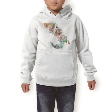 パーカー キッズ ホワイト グレー ブラック デザイン 110 130 150 parker hooded sweatshirt フーディ 白　黒　灰色 子供 男の子 女の子 007403 建物　イタリア　イラスト　カラフル