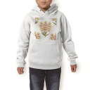 パーカー キッズ ホワイト グレー ブラック デザイン 110 130 150 parker hooded sweatshirt フーディ 白　黒　灰色 子供 男の子 女の子 007449 花　フラワー　イラスト　模様